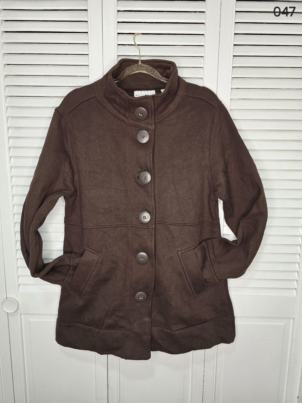 White Stag Chocolate Brown Button-Up Pea Coat